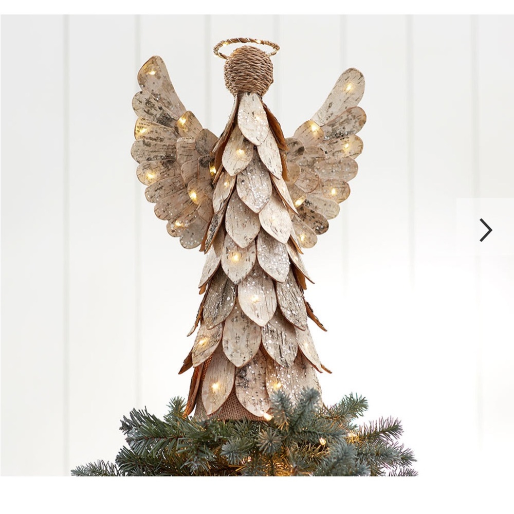 Pottery Barn Lit Birch Angel Tree Topper - Christmas